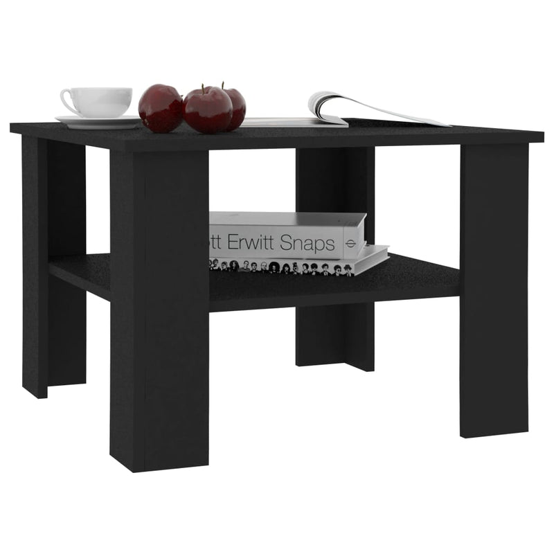vidaXL fekete szerelt fa dohányzóasztal 60 x 60 x 42 cm