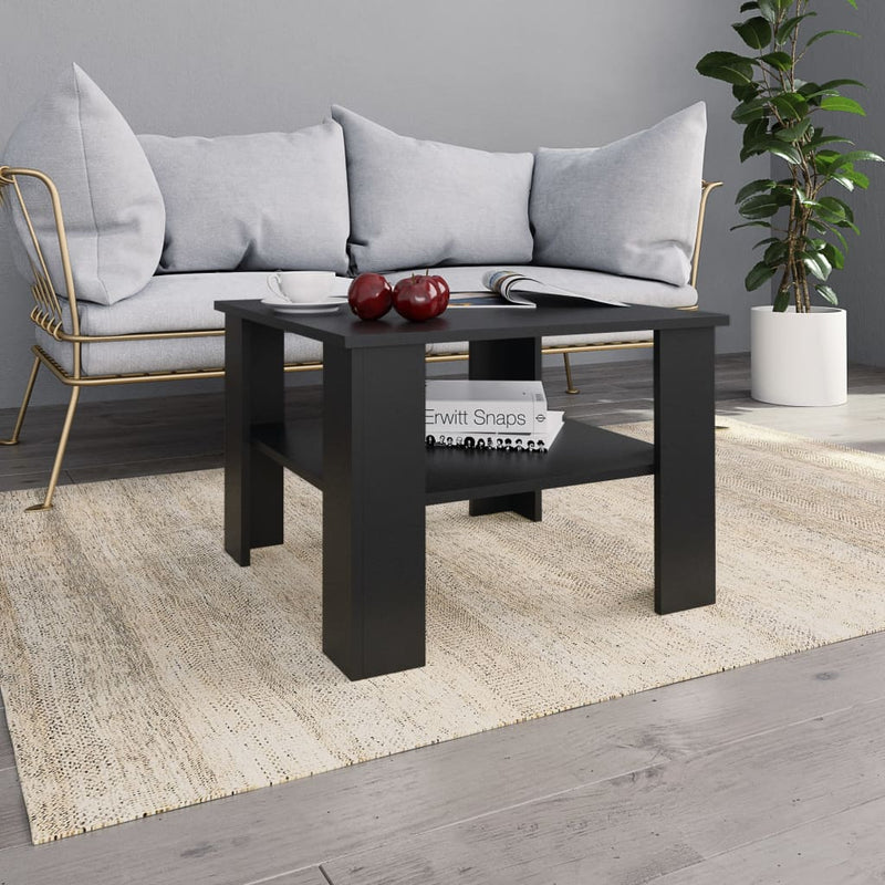 vidaXL fekete szerelt fa dohányzóasztal 60 x 60 x 42 cm