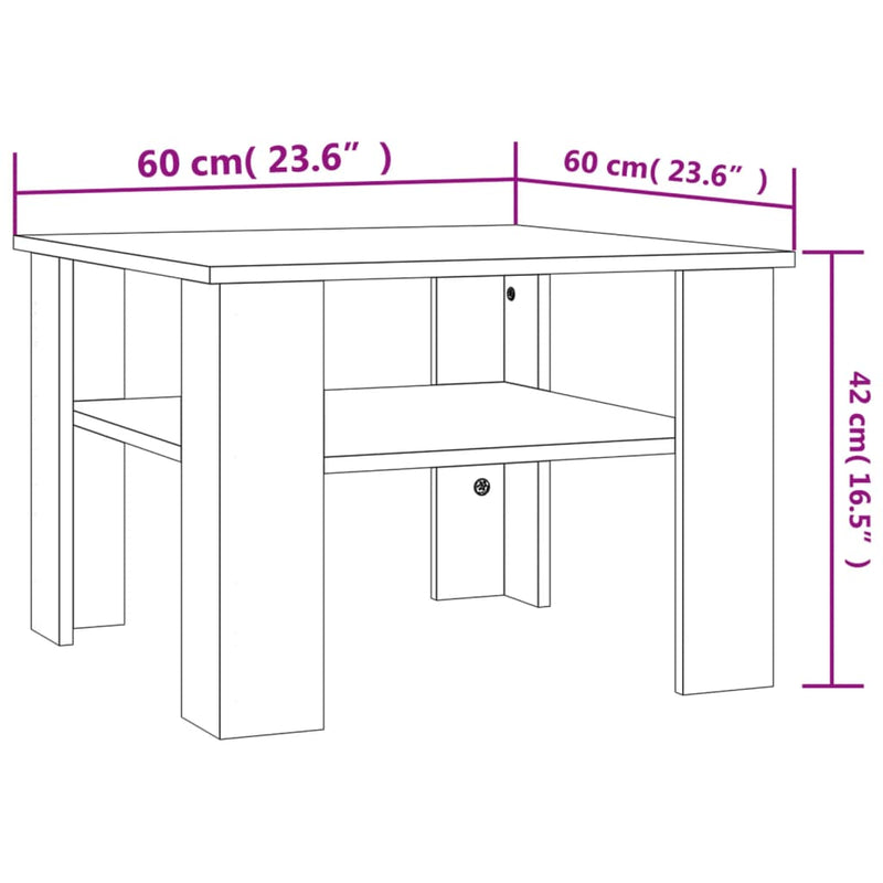 vidaXL betonszürke szerelt fa dohányzóasztal 60 x 60 x 42 cm