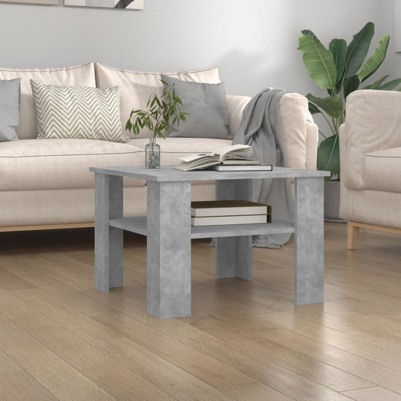 vidaXL betonszürke szerelt fa dohányzóasztal 60 x 60 x 42 cm