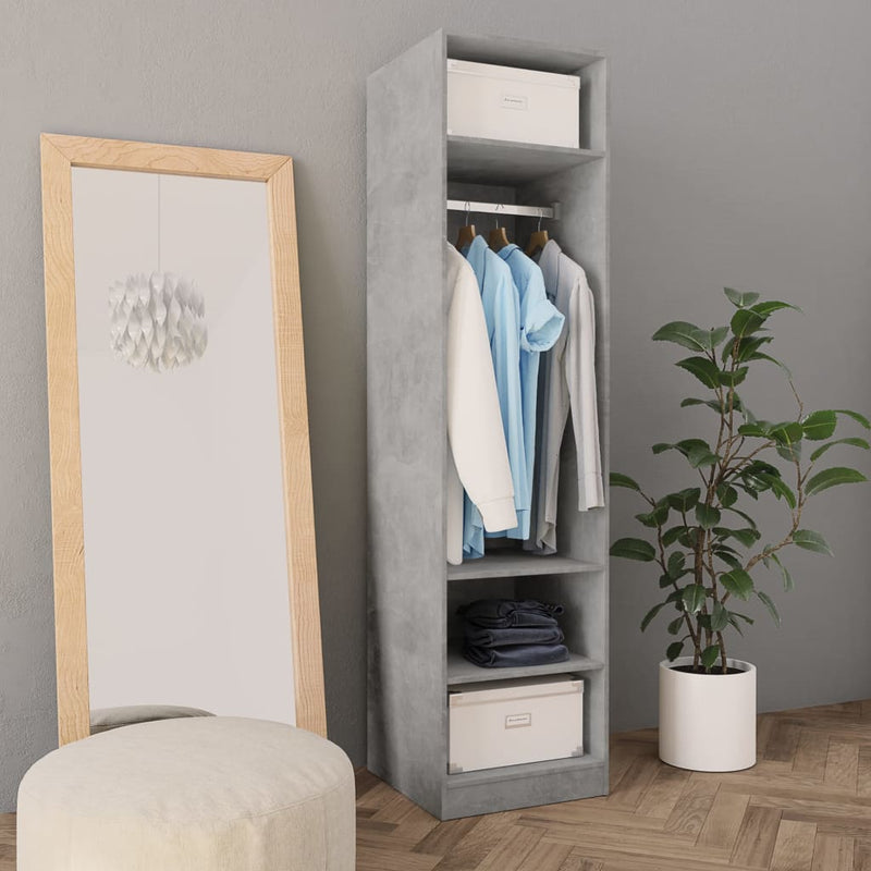 vidaXL betonszürke szerelt fa ruhásszekrény 50 x 50 x 200 cm