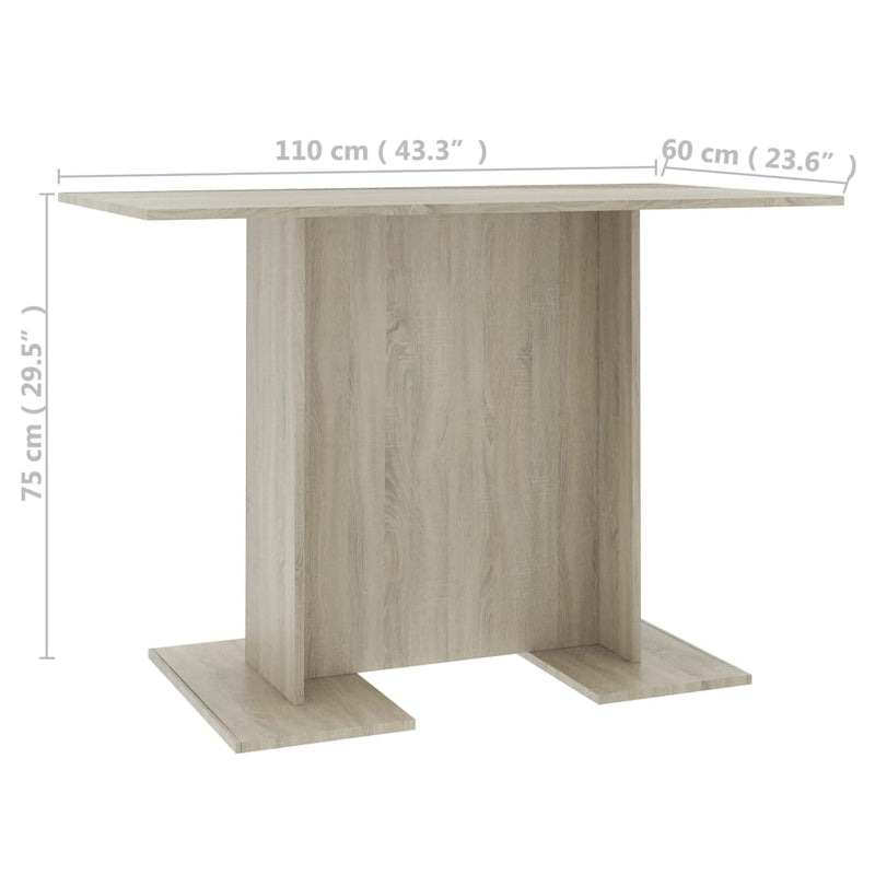 vidaXL sonoma tölgy színű szerelt fa étkezőasztal 110 x 60 x 75 cm