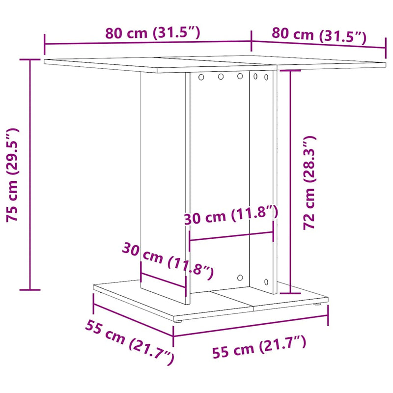 vidaXL fekete szerelt fa étkezőasztal 80 x 80 x 75 cm