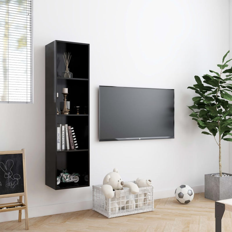 vidaXL fekete könyv-/TV-szekrény 143 x 30 x 36 cm