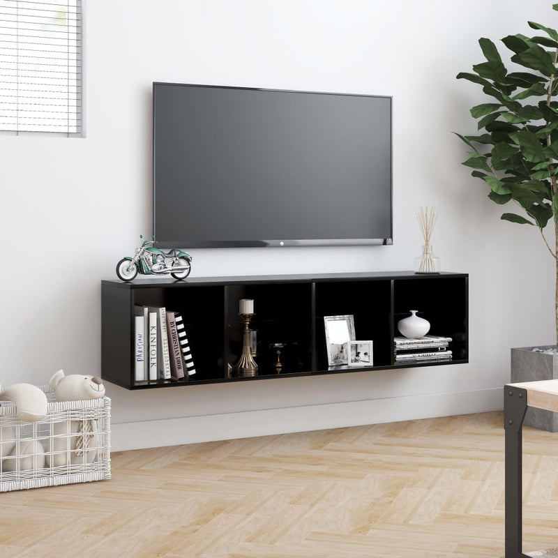 vidaXL fekete könyv-/TV-szekrény 143 x 30 x 36 cm