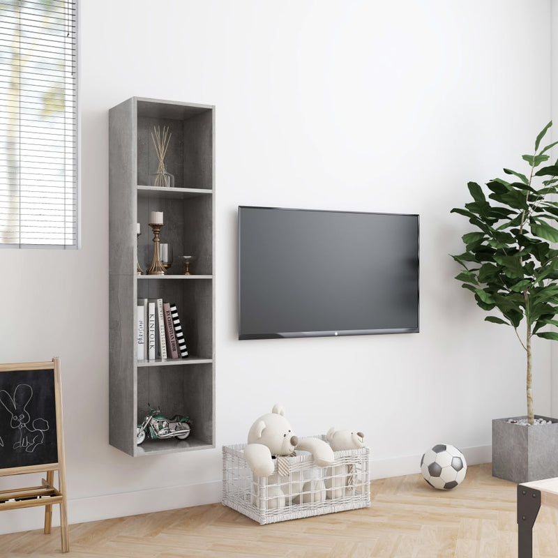 vidaXL betonszürke könyv-/TV-szekrény 143 x 30 x 36 cm