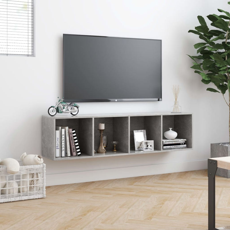 vidaXL betonszürke könyv-/TV-szekrény 143 x 30 x 36 cm