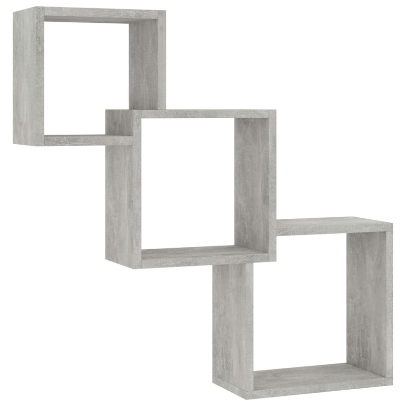 vidaXL betonszürke kocka alakú szerelt fa fali polcok 68x15x68 cm