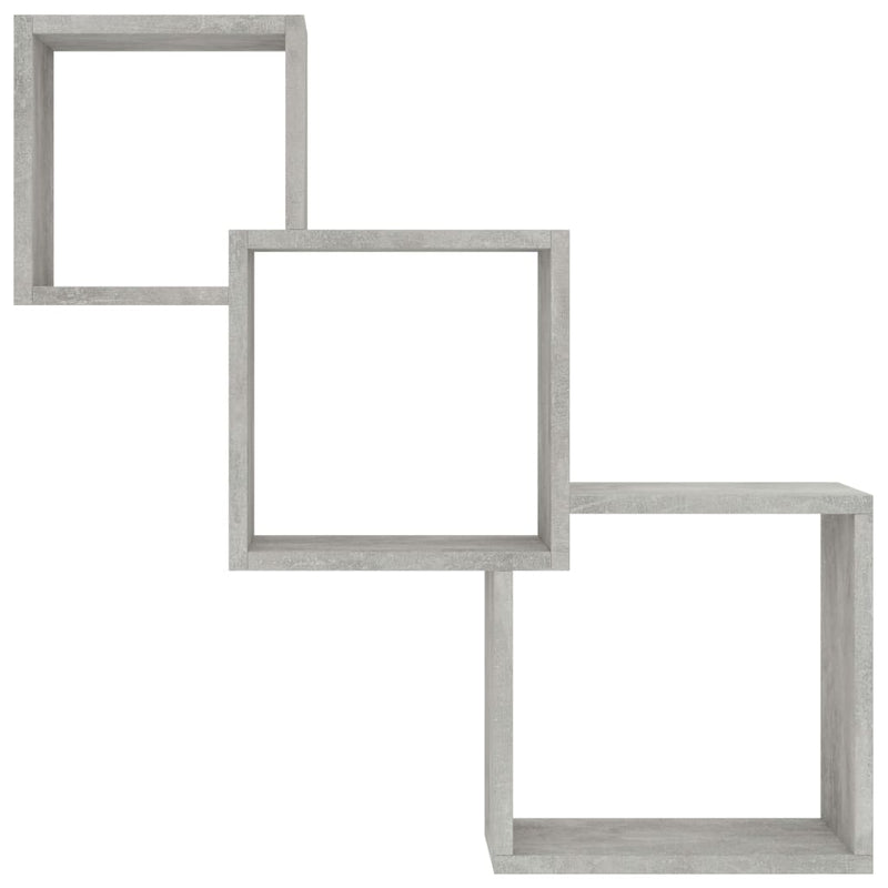 vidaXL betonszürke kocka alakú szerelt fa fali polcok 68x15x68 cm