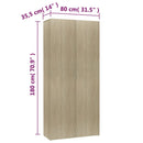 vidaXL sonoma tölgy színű szerelt fa cipőszekrény 80 x 35,5 x 180 cm