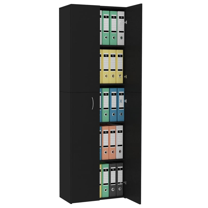 vidaXL fekete szerelt fa irodaszekrény 60 x 32 x 190 cm