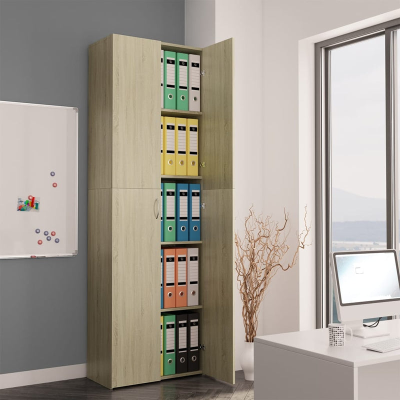 vidaXL sonoma tölgy színű szerelt fa irodaszekrény 60 x 32 x 190 cm