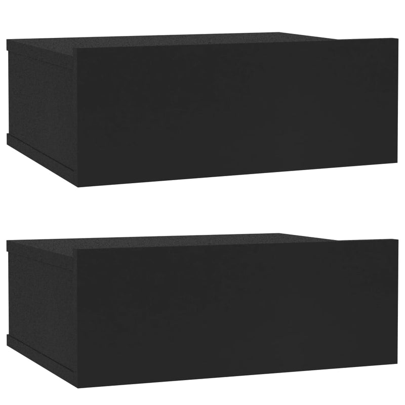 vidaXL 2 db fekete szerelt fa függő éjjeliszekrény 40 x 30 x 15 cm
