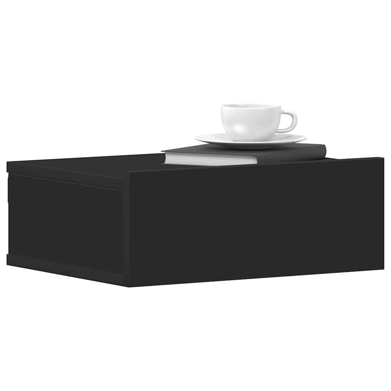 vidaXL 2 db fekete szerelt fa függő éjjeliszekrény 40 x 30 x 15 cm