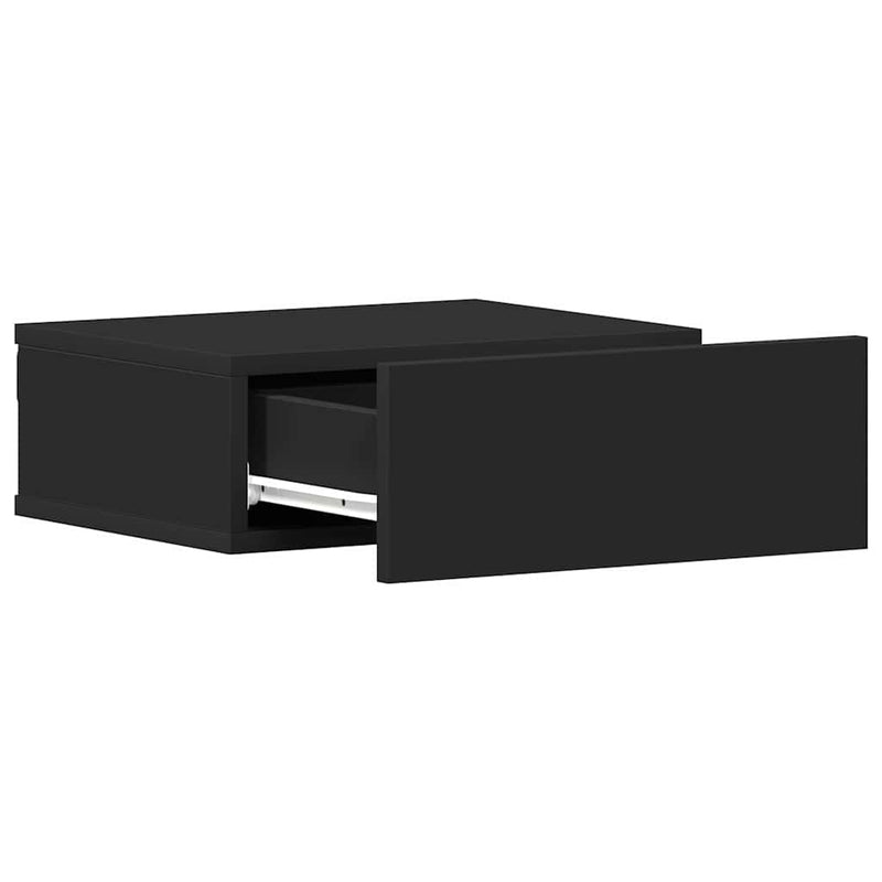 vidaXL 2 db fekete szerelt fa függő éjjeliszekrény 40 x 30 x 15 cm