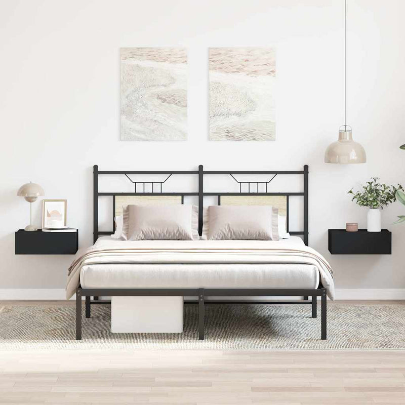 vidaXL 2 db fekete szerelt fa függő éjjeliszekrény 40 x 30 x 15 cm