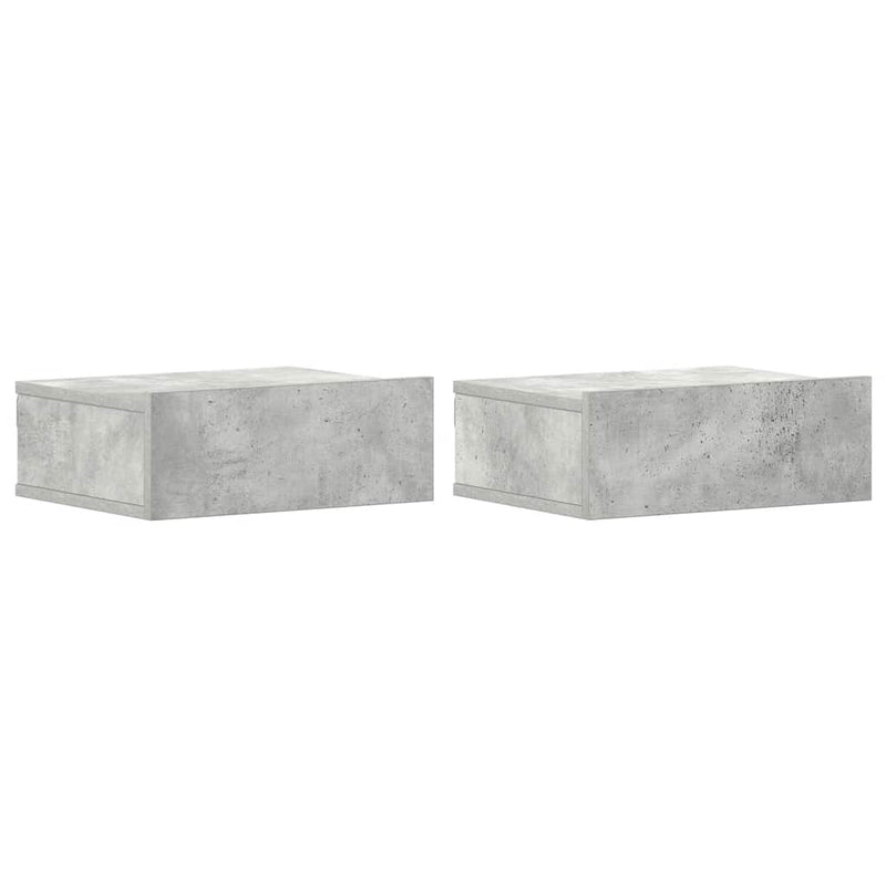 vidaXL 2 db betonszürke szerelt fa függő éjjeliszekrény 40x30x15 cm