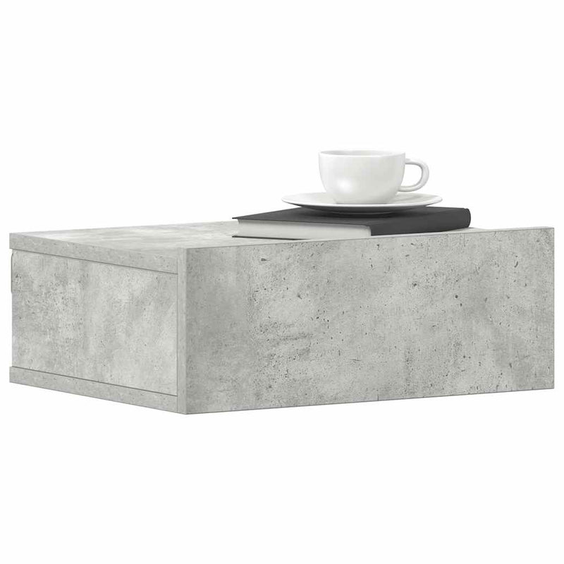 vidaXL 2 db betonszürke szerelt fa függő éjjeliszekrény 40x30x15 cm