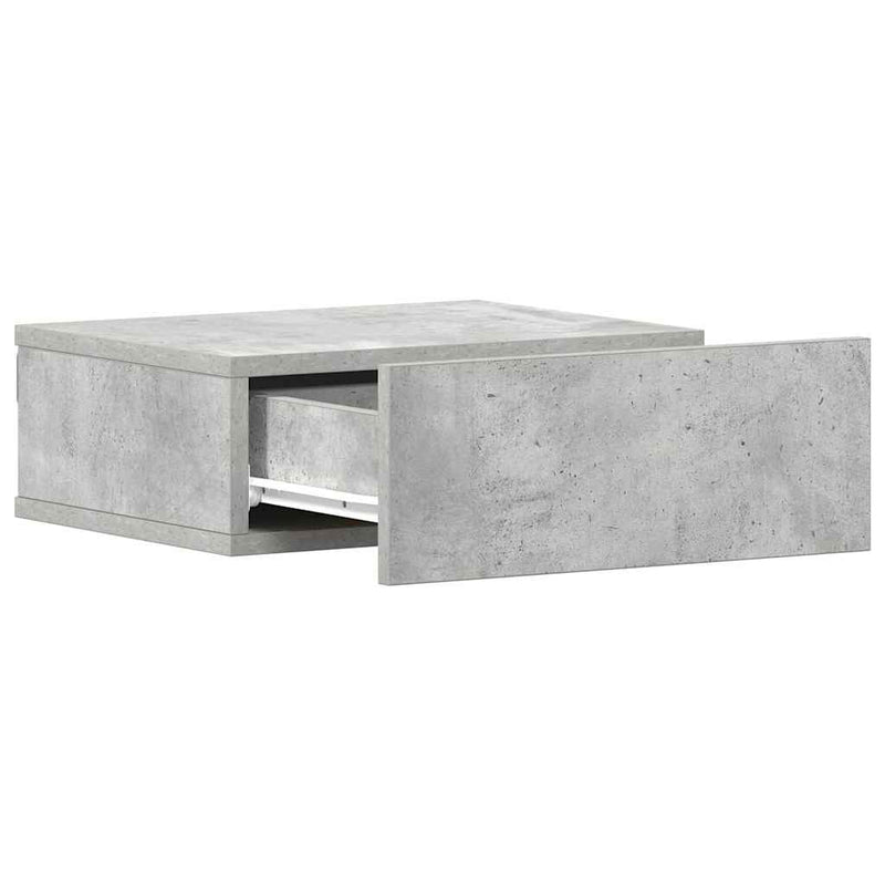 vidaXL 2 db betonszürke szerelt fa függő éjjeliszekrény 40x30x15 cm