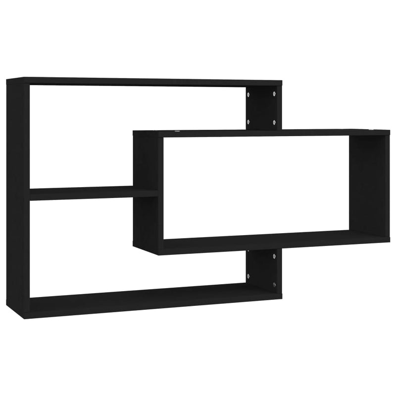 vidaXL fekete szerelt fa fali polc 104 x 20 x 58,5 cm