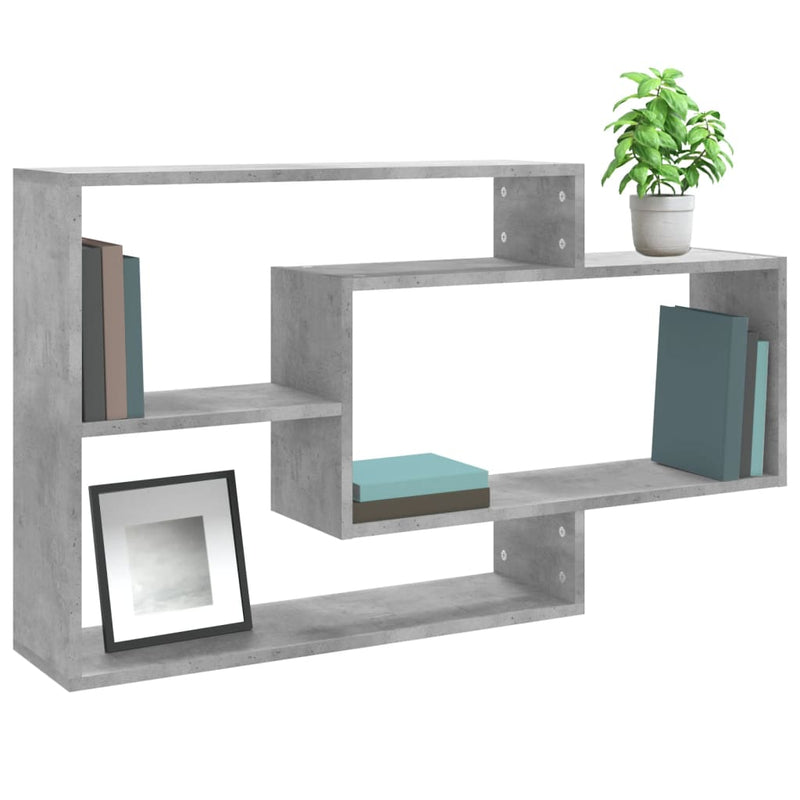 vidaXL betonszürke szerelt fa fali polc 104 x 20 x 58,5 cm