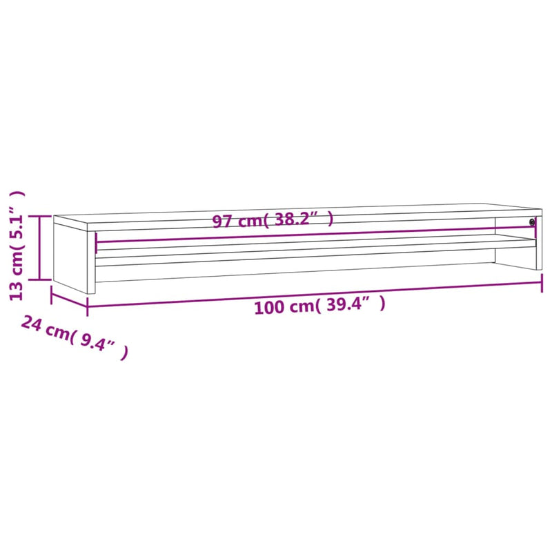 vidaXL sonoma tölgy színű szerelt fa monitorállvány 100 x 24 x 13 cm