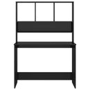 vidaXL magasfényű fekete forgácslap íróasztal polcokkal 110x45x157 cm