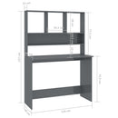 vidaXL magasfényű szürke forgácslap íróasztal polcokkal 110x45x157 cm