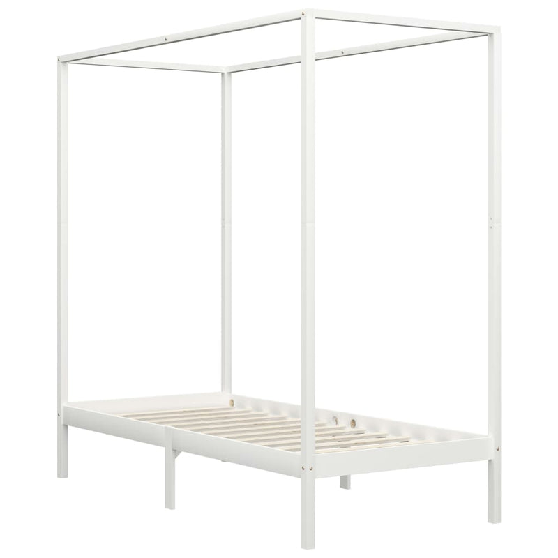 vidaXL fehér tömör fenyőfa baldachinos ágykeret 90 x 200 cm