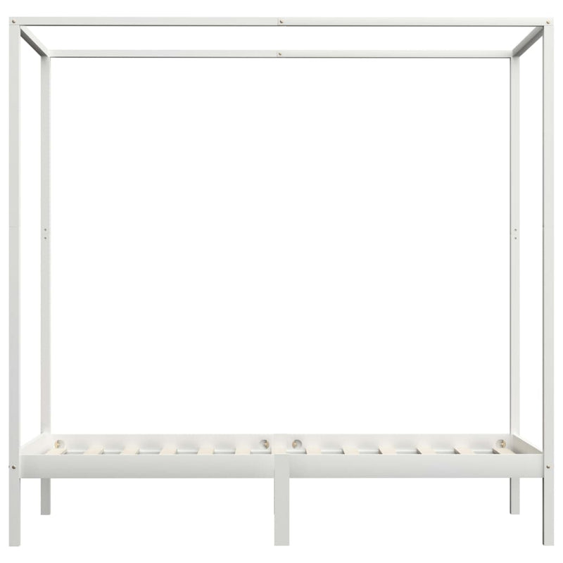 vidaXL fehér tömör fenyőfa baldachinos ágykeret 90 x 200 cm