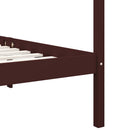 vidaXL sötétbarna tömör fenyőfa baldachinos ágykeret 100 x 200 cm