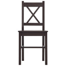 vidaXL 7-darabos sötétbarna fenyőfa étkezőgarnitúra