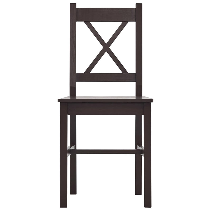 vidaXL 7-darabos sötétbarna fenyőfa étkezőgarnitúra