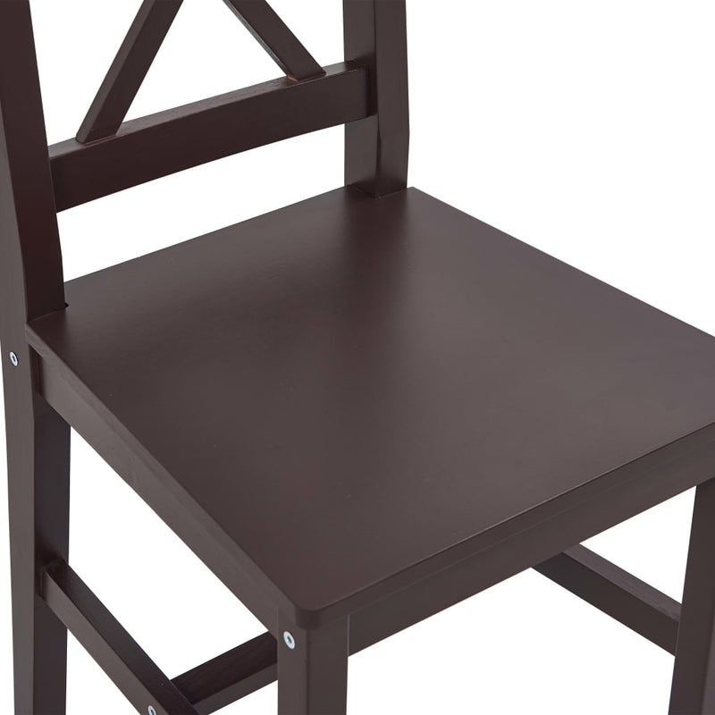 vidaXL 7-darabos sötétbarna fenyőfa étkezőgarnitúra