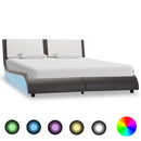 vidaXL szürke és fehér ágykeret LED-del matrac nélkül 120 x 190 cm