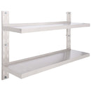 vidaXL kétszintes rozsdamentes acél falra szerelhető fali polc 120 x 30 cm
