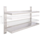 vidaXL kétszintes rozsdamentes acél falra szerelhető fali polc 120 x 30 cm