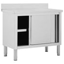 vidaXL rozsdamentes acél munkaasztal tolóajtókkal 100x50x(95-97) cm