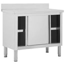 vidaXL rozsdamentes acél munkaasztal tolóajtókkal 100x50x(95-97) cm