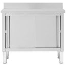 vidaXL rozsdamentes acél munkaasztal tolóajtókkal 100x50x(95-97) cm