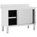 vidaXL rozsdamentes acél munkaasztal tolóajtókkal 120x50x(95-97) cm