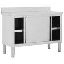 vidaXL rozsdamentes acél munkaasztal tolóajtókkal 120x50x(95-97) cm