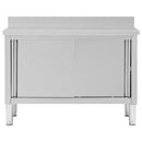 vidaXL rozsdamentes acél munkaasztal tolóajtókkal 120x50x(95-97) cm