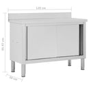 vidaXL rozsdamentes acél munkaasztal tolóajtókkal 120x50x(95-97) cm