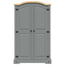 vidaXL 2 ajtós szürke Corona-stílusú mexikói fenyő ruhásszekrény