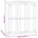 vidaXL 3 ajtós szürke Corona-stílusú mexikói fenyő ruhásszekrény