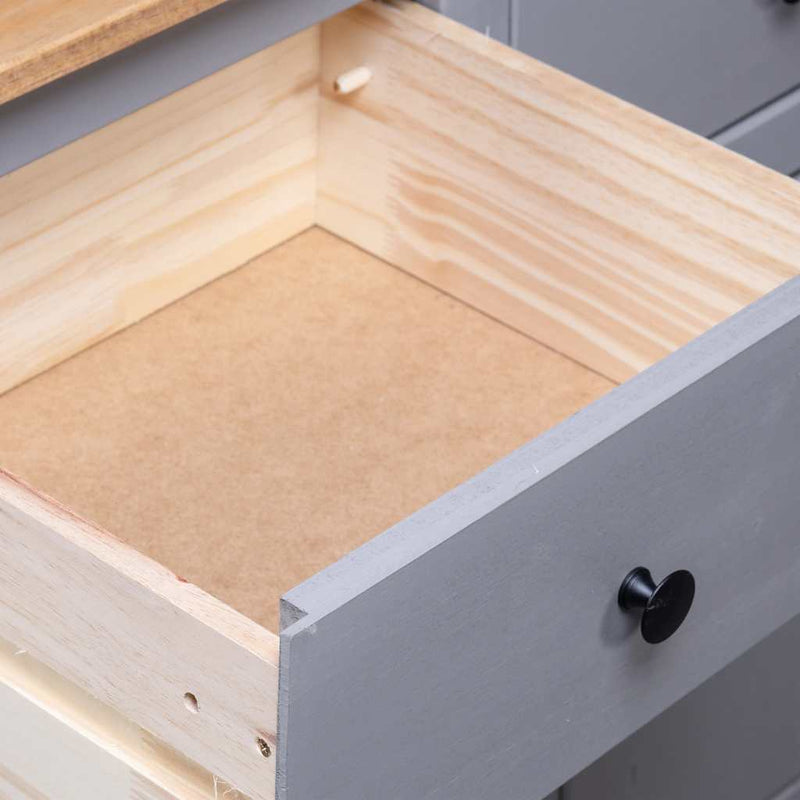 vidaXL szürke panama stílusú tömör fenyőfa tálalószekrény 135x40x80 cm