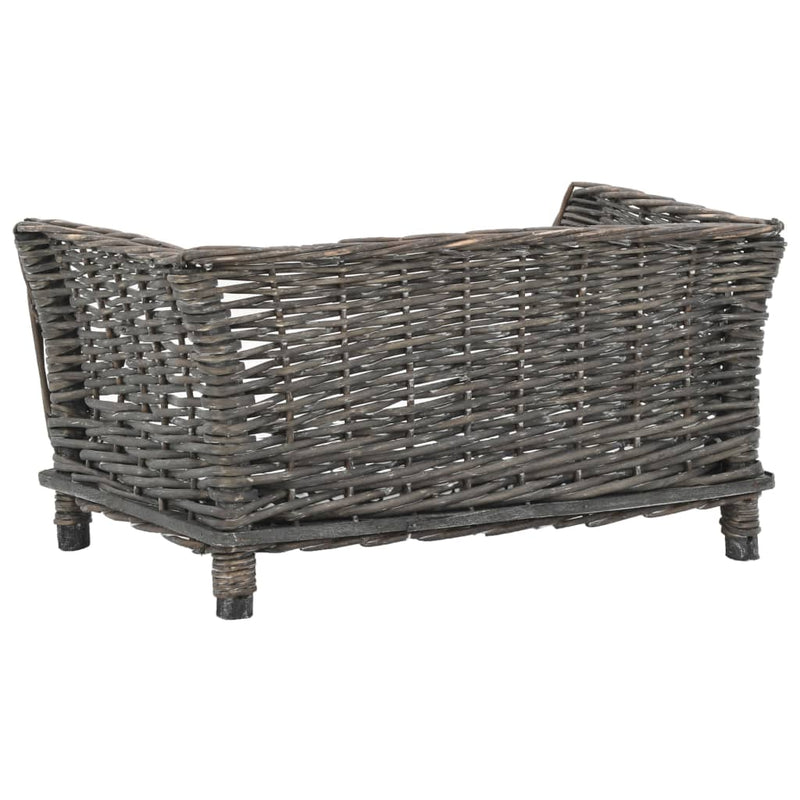 vidaXL szürke természetes fűzfa kutyakosár párnával 50 x 33 x 30 cm