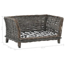 vidaXL szürke természetes fűzfa kutyakosár párnával 50 x 33 x 30 cm