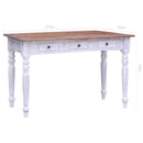 vidaXL fehér tömör mahagóni fa fiókos íróasztal 117 x 57 x 75 cm